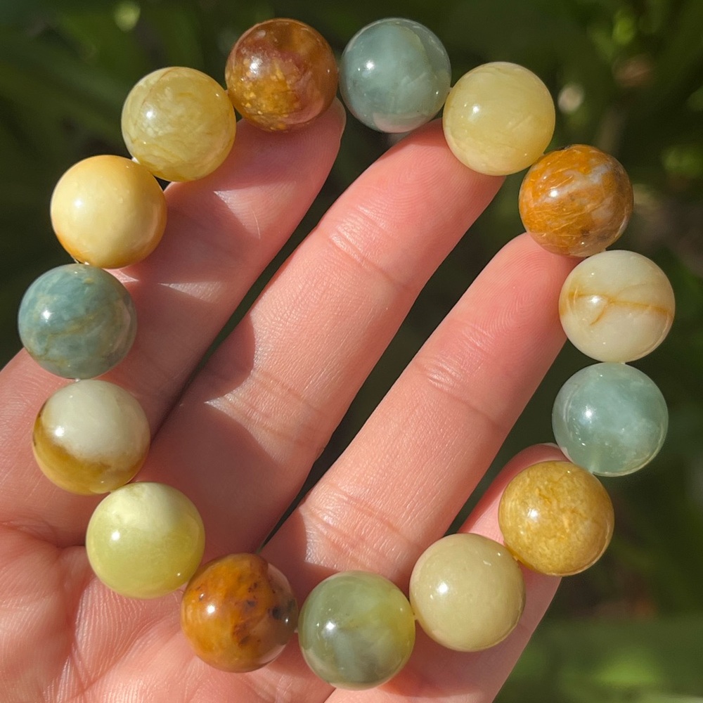 14mm stretchable multicolor Xiuyu jade bracelet 1568